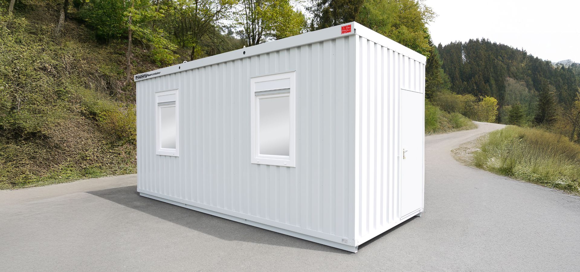 Bürocontainer von FLADAFI® grau lackiert, Aussenansicht