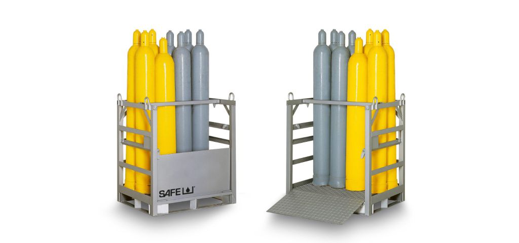 Gasflaschenpalette für Transport und Aufbewahrung von 50 Liter Gasflaschen. Kombinierbar mit Gasflaschencontainer