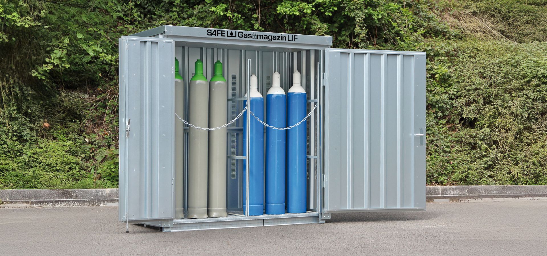 Gasflaschencontainer Typ LIF224 der Marke SAFE mit Boden